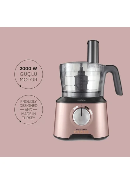 Karaca Mastermaid Power Multifunctional 10 in 1 Mutfak Robotu 2000w Rese Soft Cream Galaxy Grey - 6