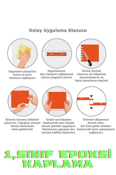 Renkli Duvarlar 30×30cm White Stone Epoksi 1 Adet 3D Yapışkanlı Kaplama Duvar Sticker Panel Mutfak Banyo Salon Ofis - Resim 6