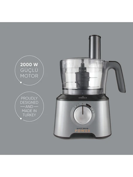 Karaca Mastermaid Power Multifunctional 10 in 1 Mutfak Robotu 2000w Rese Soft Cream Galaxy Grey - 2