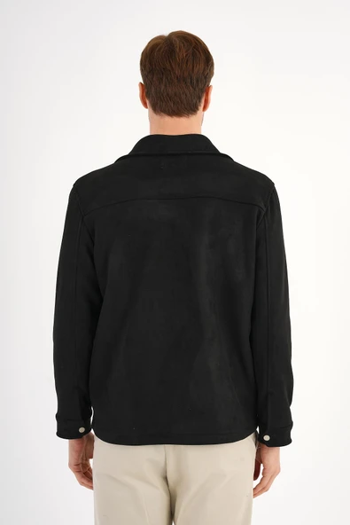 Ringe Erkek Süet Görünümlü Siyah Gömlek Mont - 4