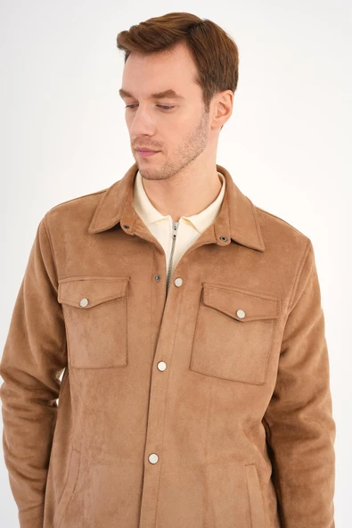 Ringe Erkek Süet Görünümlü Bej Gömlek Mont - 5