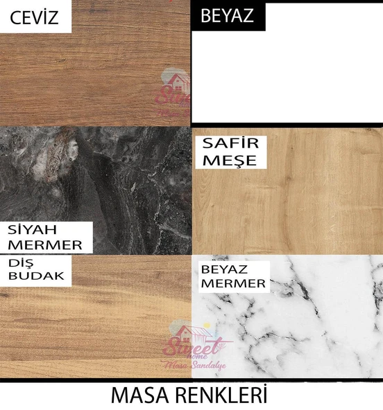 Yanlardan Açılır Smart Masa 4 Adet Kuzey Sandalye Naturel Takım - 2