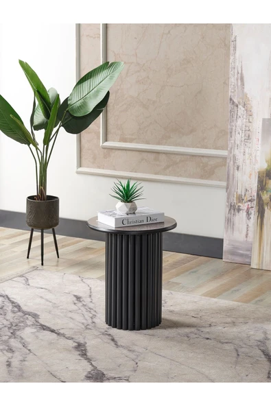 Kagu Boston Mdf 3'lü Sehpa Yuvarlak Ahşap ve Metal Ayak - 6