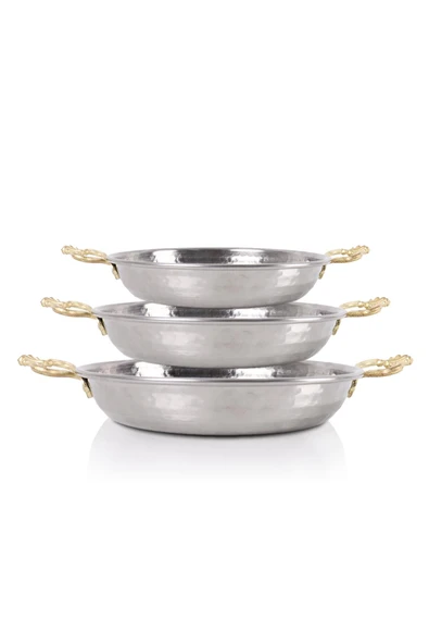 Bakır Görünümlü Çelik Sahan Seti Omlet Yumurta Tavası 3 Lü 19/21/23 cm - 5