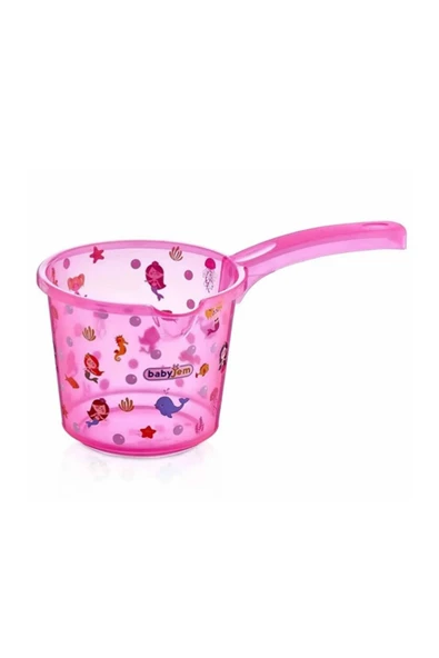 BABYJEM Bebek Banyo Maşrapası Şeffaf Desenli Pembe