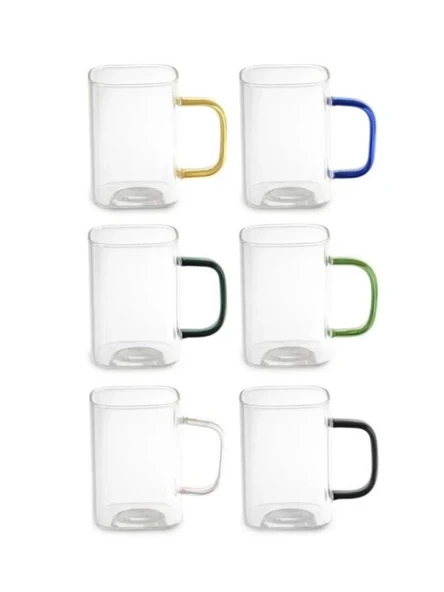 İpek GPZB306-1 Renkli Kulplu Cam Kupa 230cc 6 Lı ürün görseli 1