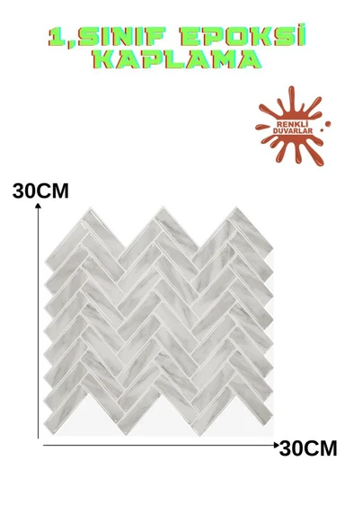 Renkli Duvarlar 30×30cm Gri Mozaik Epoksi 1 Adet 3D Yapışkanlı Duvar Kaplama Paneli Mutfak Banyo Salon Ofis Döşeme - Resim 2