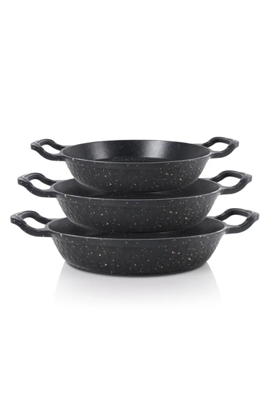 3 Lü Döküm Granit Sahan Seti Tava Seti 19/21/23 Cm - 4