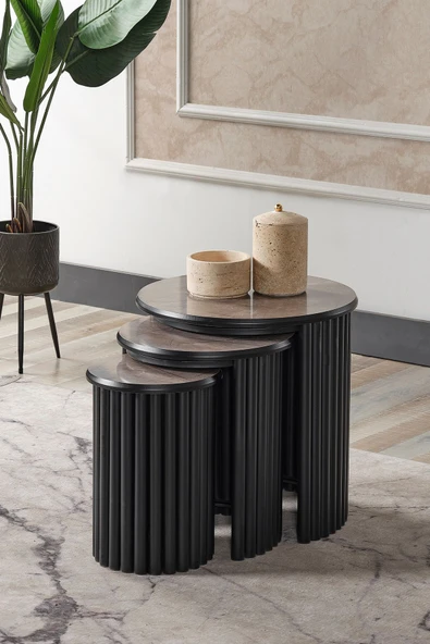 Kagu Boston Serisi Mdf 3'lü Zigon Metal Ayak