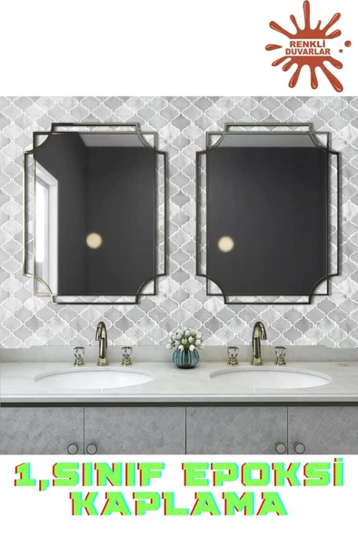 Renkli Duvarlar 30×30cm Arabesk Çini Epoksi 1 Adet 3D Yapışkanlı Duvar Kaplama Paneli Mutfak Banyo Salon Ofis Döşeme - Resim 4