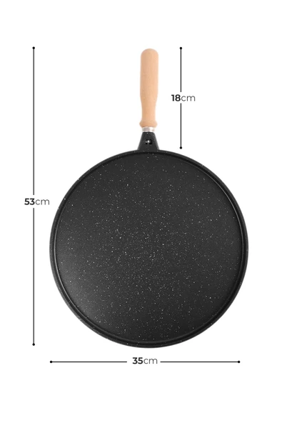 Tek Taraflı Döküm Granit Gözleme Bazlama Tavası Tek Taraflı 36 cm, Spatula Hediye - 5