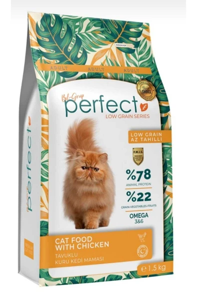 PERFECT Az Tahıllı Yetişkin Tavuklu Kedi Maması 1.5 kg