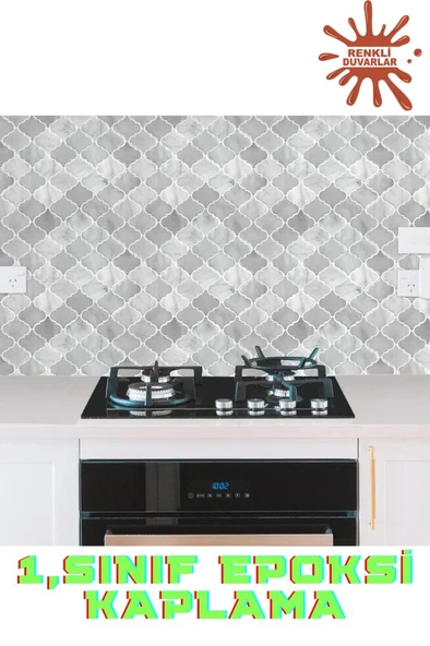 Renkli Duvarlar 30×30cm Arabesk Çini Epoksi 1 Adet 3D Yapışkanlı Duvar Kaplama Paneli Mutfak Banyo Salon Ofis Döşeme - Resim 5