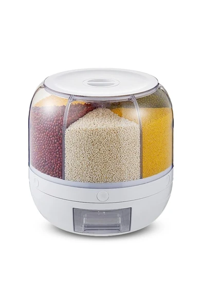 6 Kg Kapasiteli Gıda Ve Bakliyat, 6 Gözlü, 360 Derece Dönebilen, Baharat Kaşığı Ve Nihale Hediye - 4