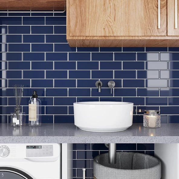 Renkli Duvarlar 30×30cm Safir Tuğla Epoksi 1 Adet 3D Yapışkanlı Duvar Kaplama Paneli Mutfak Banyo Salon Ofis Döşeme - Resim 8