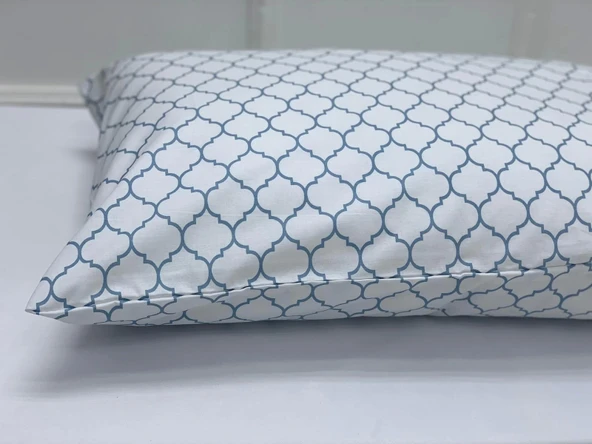 NİVEMESHOME MAVİ GEOMETRİK DESEN 2 Lİ YASTIK KILIFI KAPAKLI 50X70 - 4