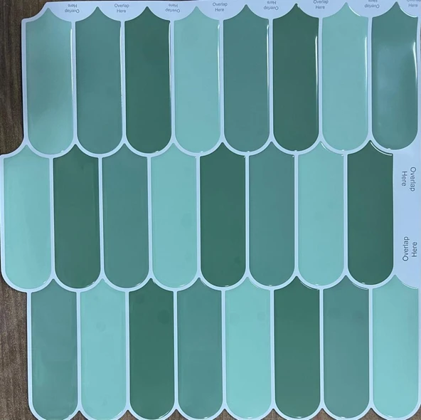 Renkli Duvarlar 30×30cm Sütun Yeşil Epoksi 1 Adet 3D Yapışkanlı Duvar Kaplama Paneli Mutfak Banyo Salon Ofis Döşeme - 5