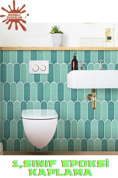 Renkli Duvarlar 30×30cm Sütun Yeşil Epoksi 1 Adet 3D Yapışkanlı Duvar Kaplama Paneli Mutfak Banyo Salon Ofis Döşeme - 4