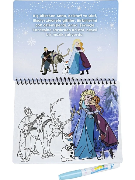 Magic Water Water Painting Lisanslı Disney Frozen Karlar Ülkesi  Sihirli Özel Sulu Kalem ile Boyama Kitabı - 2