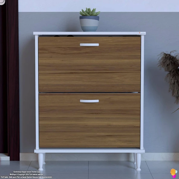 Modilayn UMAY Kapı Önü 72 x 90 x 25, 5 cm’ lik 2 Düşer Kapak 4 Göz Bölmeli Ayakkabılık - 4