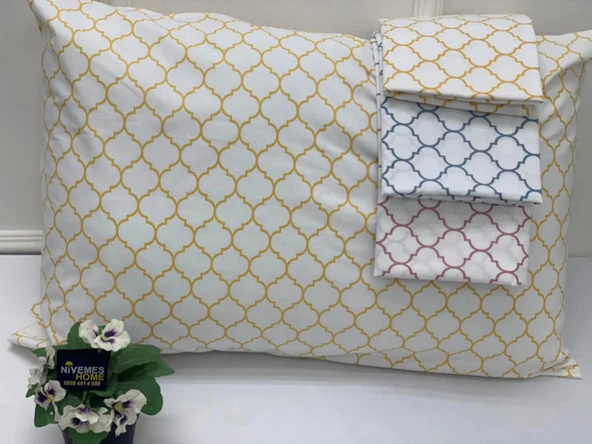 NİVEMESHOME SARI GEOMETRİK DESEN 2 Lİ YASTIK KILIFI KAPAKLI 50X70 - 4
