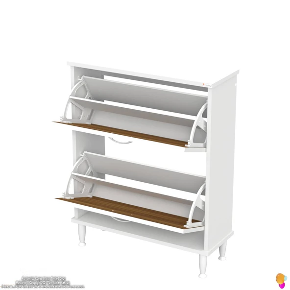 Modilayn UMAY Kapı Önü 72 x 90 x 25, 5 cm’ lik 2 Düşer Kapak 4 Göz Bölmeli Ayakkabılık - 7