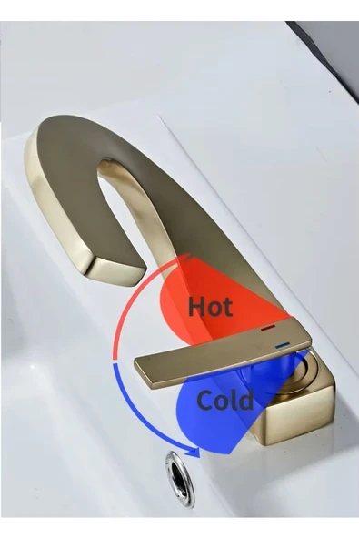 Banyo Lavabo Bataryası Mat Gold Renk Şelale Yeni Tasarım 7 Yıl Garantili İthal - 4