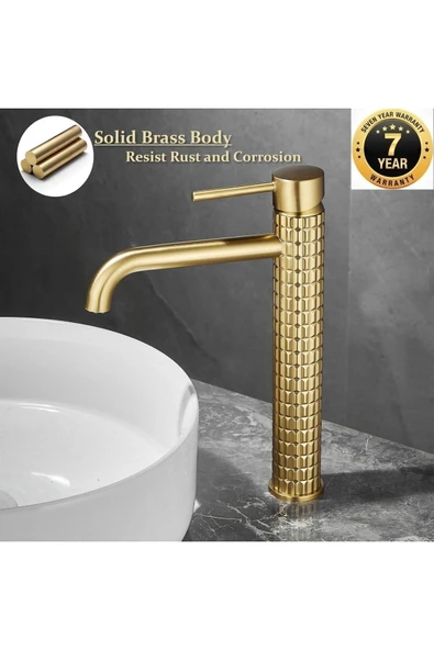 Banyo Çanak Lavabo Bataryası Mat Gold Renk Yeni Model 7 Yıl Garantili Ithal - 2