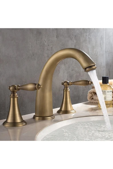 Banyo Lavabo Bataryası Ankastre 3lü Set Antik Renk Yeni Model 7 Yıl Garantili İthal - 4