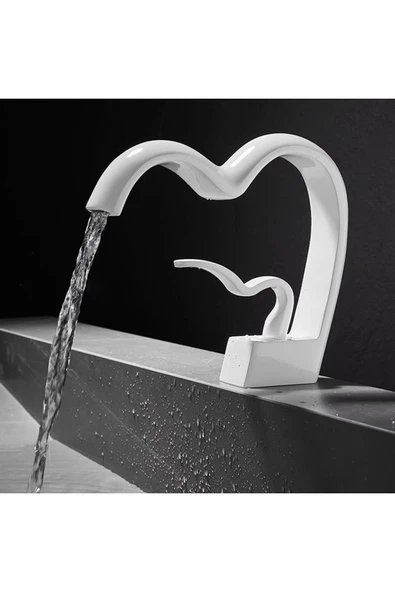 Banyo Lavabo Bataryası Beyaz Renk Şelale Kalp Yeni Tasarım 7 Yıl Garantili İthal - 3
