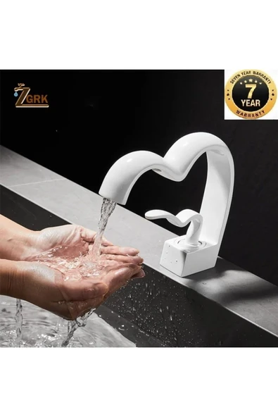 Banyo Lavabo Bataryası Beyaz Renk Şelale Kalp Yeni Tasarım 7 Yıl Garantili İthal - 1