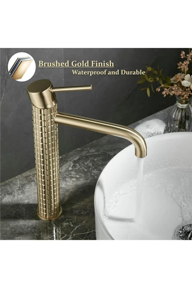 Banyo Çanak Lavabo Bataryası Mat Gold Renk Yeni Model 7 Yıl Garantili Ithal - 3
