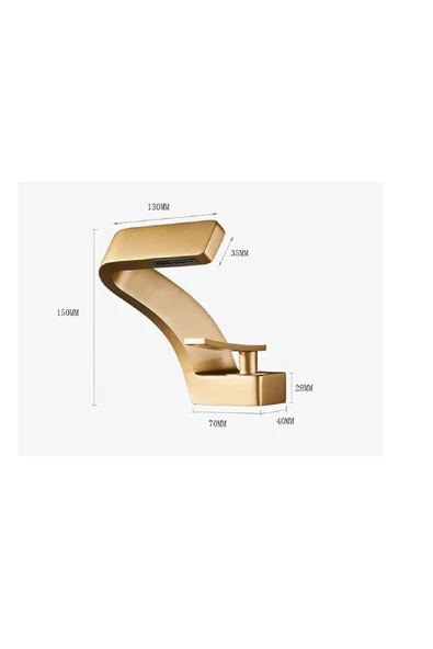 Banyo Lavabo Bataryası Mat Gold Renk Şelale Yeni Tasarım 7 Yıl Garantili İthal - 7
