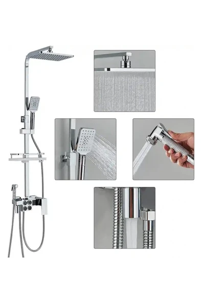 Banyo Bataryası Dijital Duş Seti Krom Renk Sepetli YeniTarasım 7 Yıl Garantili Ithal - 3