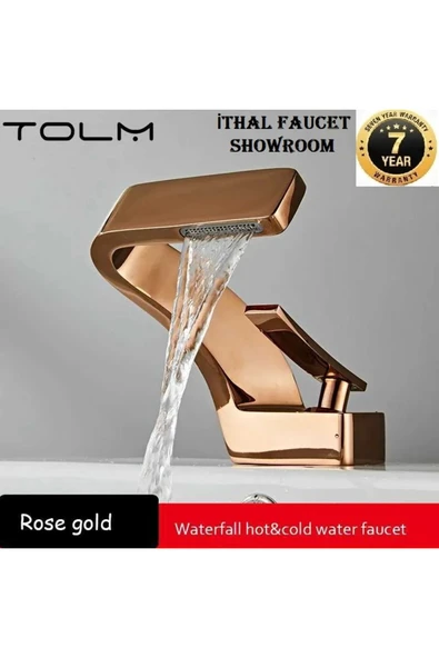 Banyo Lavabo Bataryası Rose Renk Şelale Yeni Tasarım 7 Yıl Garantili İthal