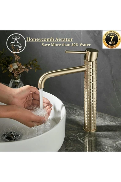 Banyo Çanak Lavabo Bataryası Mat Gold Renk Yeni Model 7 Yıl Garantili Ithal - 1