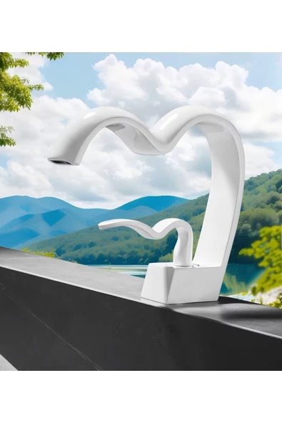 Banyo Lavabo Bataryası Beyaz Renk Şelale Kalp Yeni Tasarım 7 Yıl Garantili İthal - 6