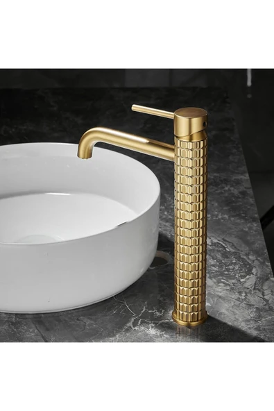 Banyo Çanak Lavabo Bataryası Mat Gold Renk Yeni Model 7 Yıl Garantili Ithal - 5