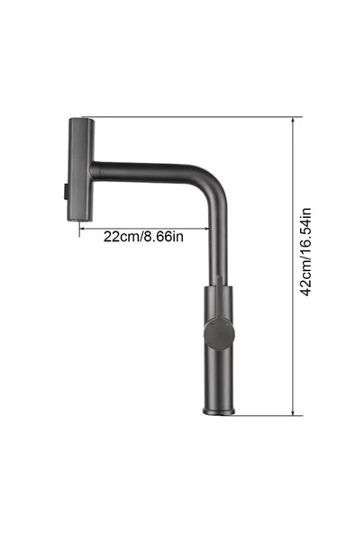 Mutfak Eviye Bataryası Duş Şelale 3 Fonksiyonlu Spiralli Mat Siyah Ithal 7 Yıl Garantili - Resim 5