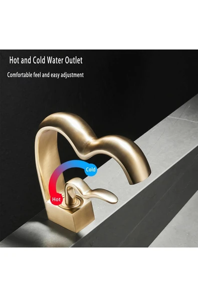 Banyo Lavabo Bataryası Mat Gold Renk Şelale Kalp Yeni Tasarım 7 Yıl Garantili İthal - 6