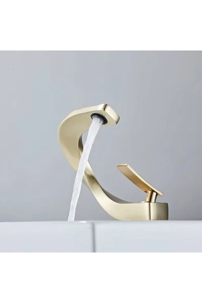 Banyo Lavabo Bataryası Mat Gold Renk Şelale Yeni Tasarım 7 Yıl Garantili İthal - 6