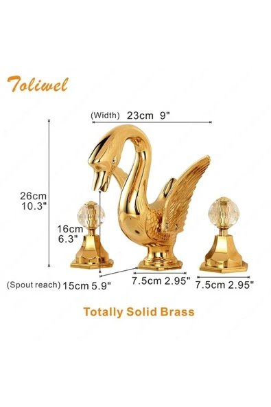 BANYO LAVABO BATARYASI KUĞU GOLD ALTIN DORE 3 LÜ SET YENİ MODEL İTHAL 7 YIL GARANTİLİ - Resim 4