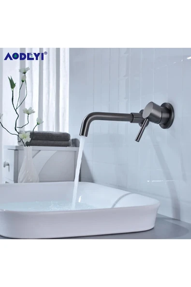 Banyo Ankastre Lavabo Bataryası Antrasit Renk Yeni Model Sıva Altı Dahil 7 Yıl Garanti İthal - 3