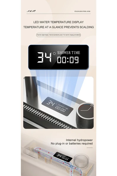 Dijital Eviye Seti Dokunmatik Smart Teknolojik Antrasit Çelik 9 Fonksiyon Full Set Ithal 75x46cm - 8