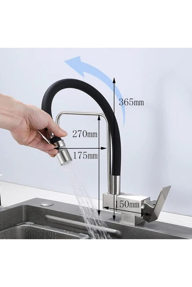 Mutfak Pencere Önü Katlanır Evye Bataryası Spiralli ve Fiskiyeli Yeni 7 Yıl Garantili Ithal - Resim 3