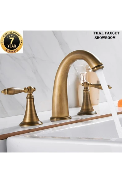 Banyo Lavabo Bataryası Ankastre 3lü Set Antik Renk Yeni Model 7 Yıl Garantili İthal