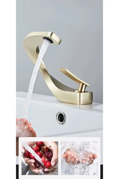 Banyo Lavabo Bataryası Mat Gold Renk Şelale Yeni Tasarım 7 Yıl Garantili İthal - 3