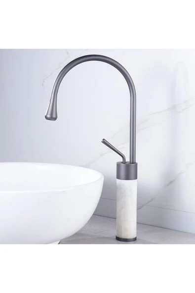 Banyo Çanak Lavabo Bataryası Antrasit Beyaz Mermerli Yeni Model 7 Yıl Garantili Ithal - 2