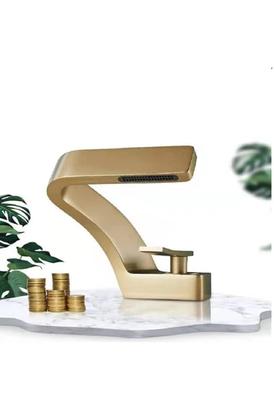 Banyo Lavabo Bataryası Mat Gold Renk Şelale Yeni Tasarım 7 Yıl Garantili İthal - 8