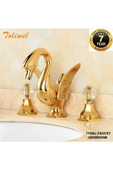 BANYO LAVABO BATARYASI KUĞU GOLD ALTIN DORE 3 LÜ SET YENİ MODEL İTHAL 7 YIL GARANTİLİ ürün görseli